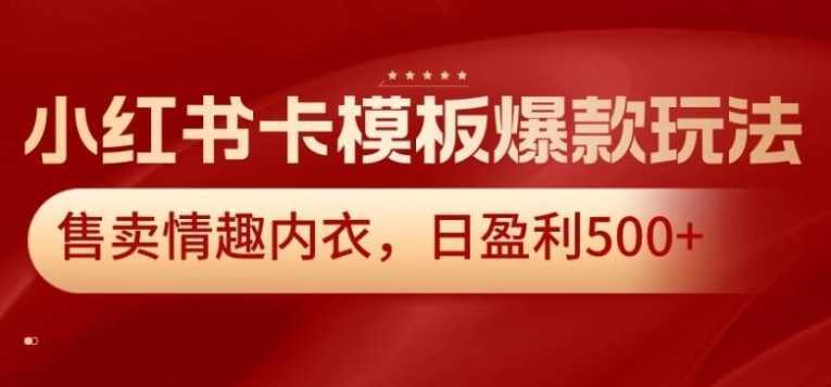 小红书卡模板爆款玩法，售卖情趣内衣，日盈利500+【揭秘】