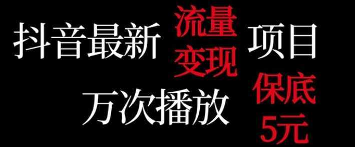 抖音流量变现，万次播放保底5元，额外收入