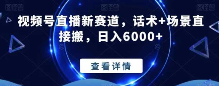 视频号直播新赛道，话术+场景直接搬，日入6000+