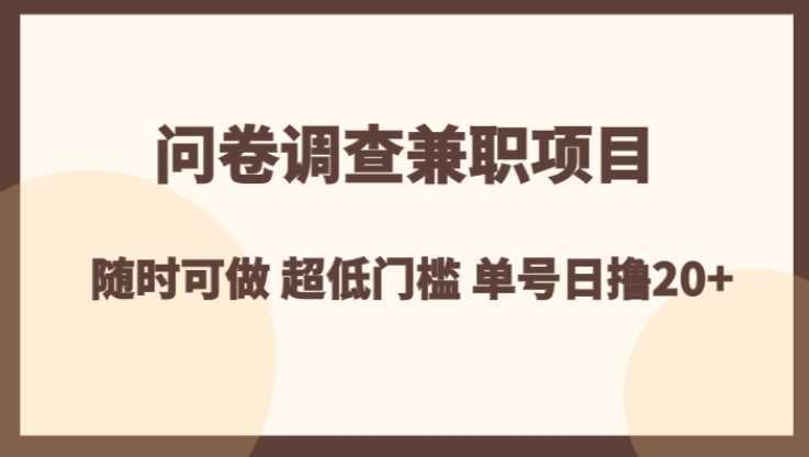 问卷调查兼职项目，随时可做 超低门槛 单号日撸20+