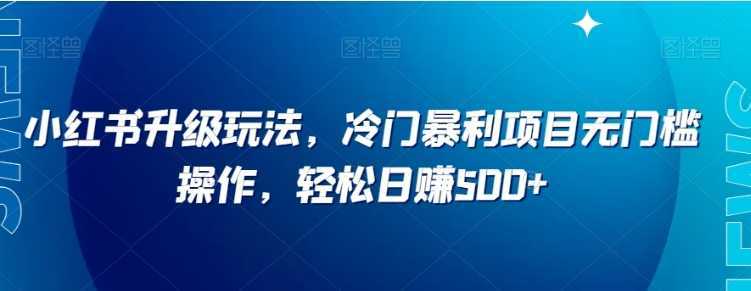 小红书升级玩法，冷门暴利项目无门槛操作，轻松日赚500+【揭秘】