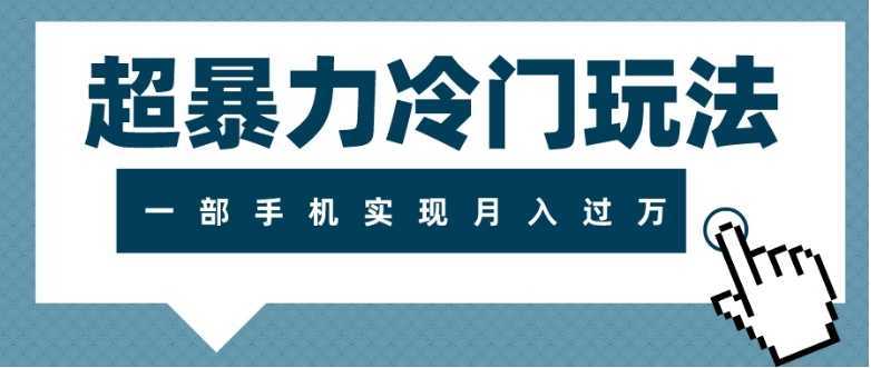 超暴力冷门玩法，可长期操作，一部手机实现月入过万