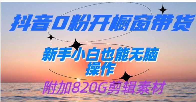 抖音0粉开橱窗带货，日入500+，新手小白也能无脑操作