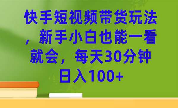 《快手短视频带货玩法》每天30分钟日入100+