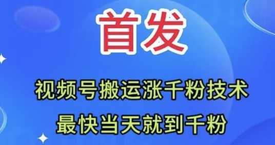 全网首发：视频号无脑搬运涨千粉技术，最快当天到千粉【揭秘】