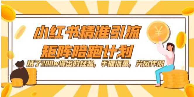 小红书精准引流·矩阵陪跑计划：烧了200w得出的经验，手握流量，兴风作浪！