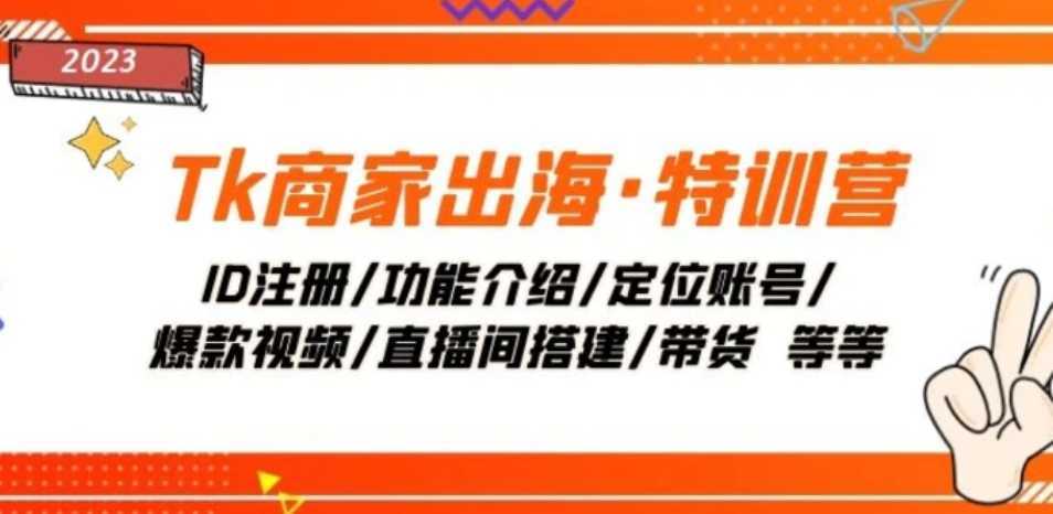 Tk商家出海·特训营：ID注册/功能介绍/定位账号/爆款视频/直播间搭建/带货