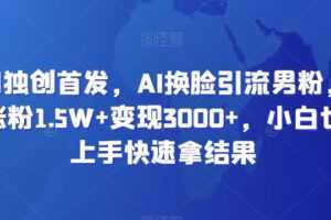 全网独创首发，AI换脸引流男粉，单日涨粉1.5W+变现3000+，小白也能上手快速拿结果【揭秘】