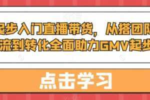 从0起步入门直播带货，​从搭团队到引流到转化全面助力GMV起步