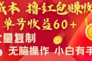 全新平台，0成本撸红包赚收益，单号收益60+，可批量复制，无脑操作，小白有手就行【揭秘】