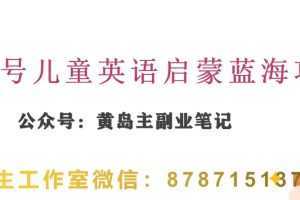 黄岛主·视频号儿童英语启蒙蓝变现分享课，一条龙变现玩法分享