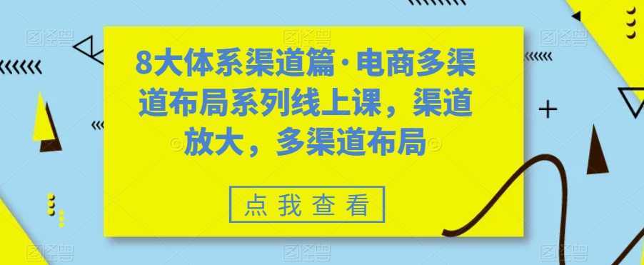 8大体系渠道篇·电商多渠道布局系列线上课，渠道放大，多渠道布局