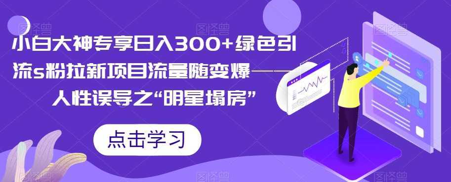 小白大神专享日入300+绿色引流s粉拉新项目流量随变爆——人性误导之“明星塌房”