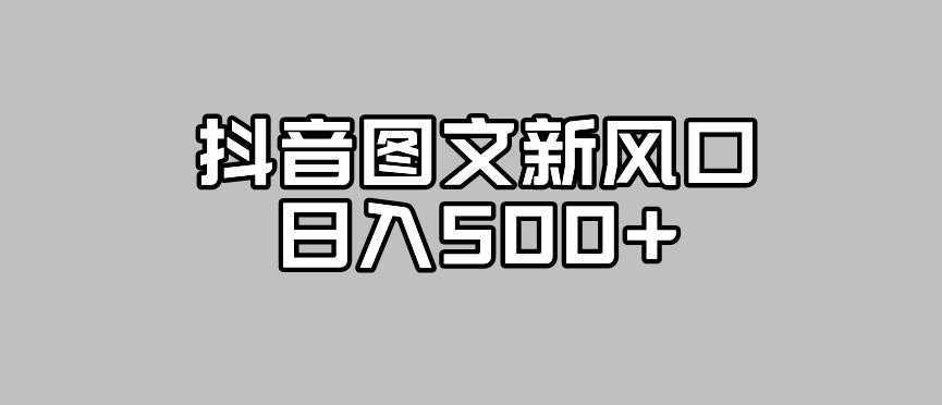 抖音图文最新风口，流量扶持非常高，日入500+【揭秘】