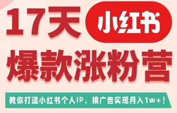 17天小红书爆款涨粉营，教你打造小红书博主IP、接广告变现的