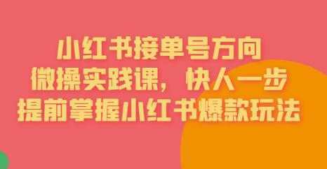 接单号方向·小红书微操实践课，快人一步，提前掌握小红书爆款玩法