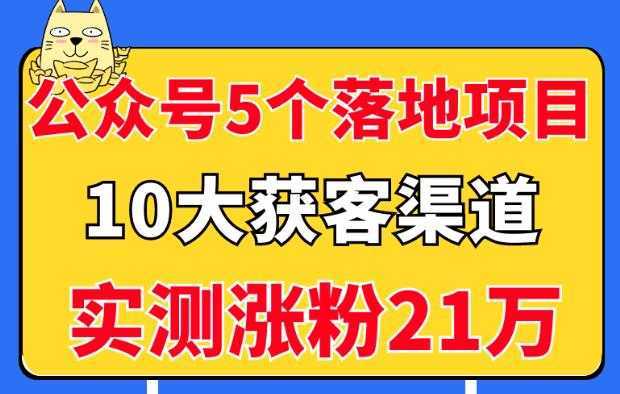 公众号5个月入过万的落地项目，10大获客渠道，实测涨粉21万！