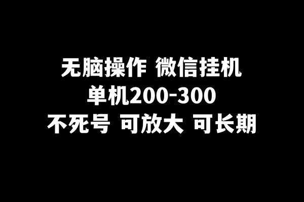 无脑操作微信挂机单机200-300一天，不死号，可放大