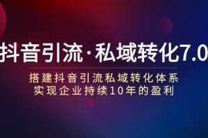 抖音引流·私域转化7.0：搭建抖音引流·私域转化体系 实现企业持续10年盈利