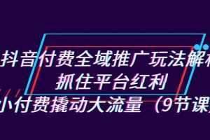 抖音付费全域推广玩法解析：抓住平台红利，小付费撬动大流量