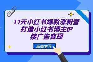 17天 小红书爆款 涨粉营打造小红书博主IP、接广告变现