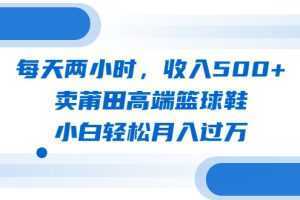 每天两小时，收入500+，卖莆田高端篮球鞋，小白轻松月入过万