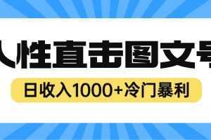 2023最新冷门暴利赚钱项目，人性直击图文号，日收入1000+【视频教程】