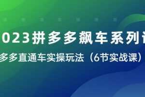 2023拼多多飙车系列课，多多直通车实操玩法