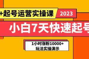 小白7天快速起号：dou+起号运营实操课，实战1小时涨粉10000+玩法演示