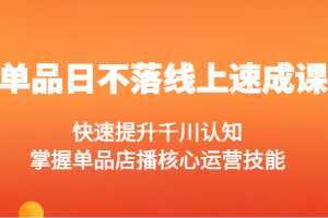 单品日不落线上速成课，快速提升千川认知，掌握单品店播核心运营技能