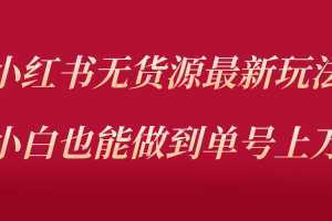 小红书无货源最新螺旋起号玩法，电商小白也能做到单号上万