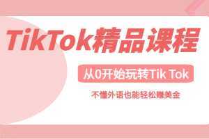 TikTok精品课，带您从0开始玩转Tik Tok，不懂外语也能轻松赚美金