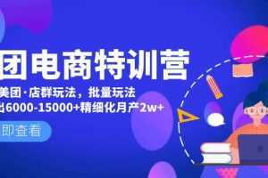 美团电商特训营：美团·店群玩法，无脑铺货月产出6000-15000+精细化月产2w+