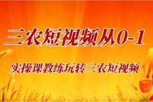 《三农短视频从0-1》30节实操课教练玩转三农短视频