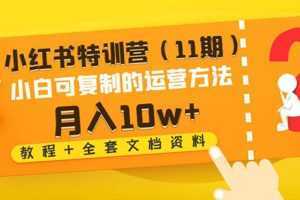 小红书特训营小白可复制的运营方法-月入10w+（教程+全套文档资料)