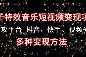 《粒子特效音乐短视频变现项目》主攻平台 抖音、快手、视频号 多种变现方法