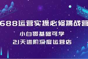 1688运营实操必修挑战营 小白零基础可学，21天进阶深度运营店