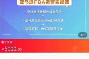 亚马逊FBA运营实操课，纯数据分析选品，完美Listing打造方法，爆款打造PPC策略及实操