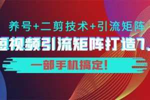 短视频引流矩阵打造7.0，养号+二剪技术+引流矩阵 一部手机搞定！