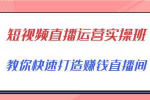 短视频直播运营实操班，直播带货精细化运营实操，教你快速打造赚钱直播间