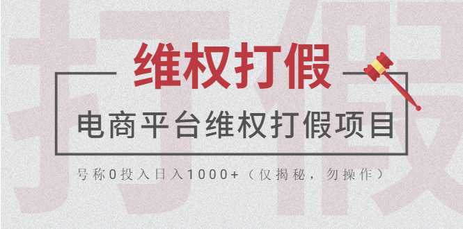 电商平台维权打假项目，号称0投入日入1000+