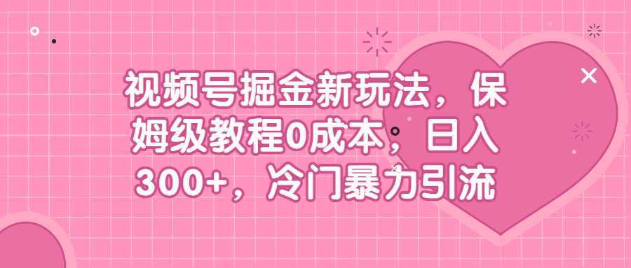 视频号掘金新玩法，保姆级教程0成本，日入300+，冷门暴力引流