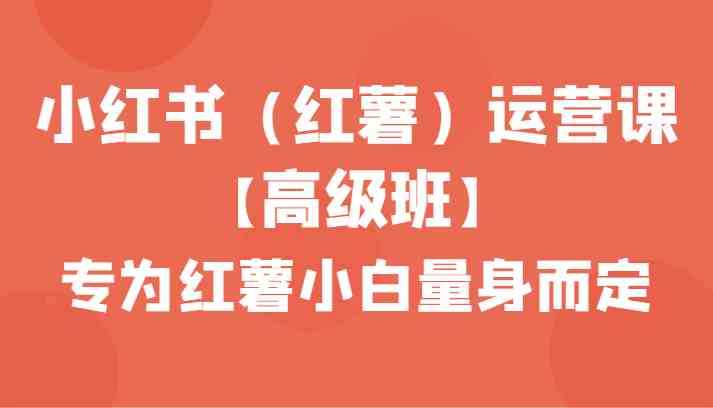 小红书运营课【高级班】，专为红薯小白量身而定