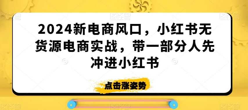 2024新电商风口，小红书无货源电商实战，带一部分人先冲进小红书