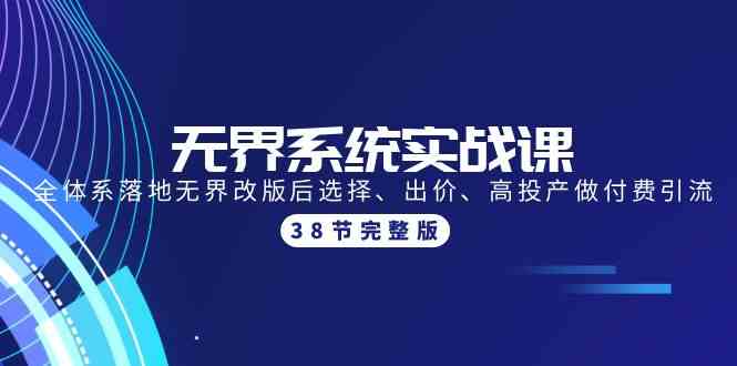 无界系统实战课：全体系落地无界改版后选择、出价、高投产做付费引流-38节