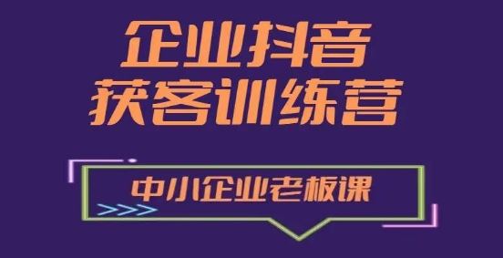 企业抖音营销获客增长训练营，中小企业老板必修课