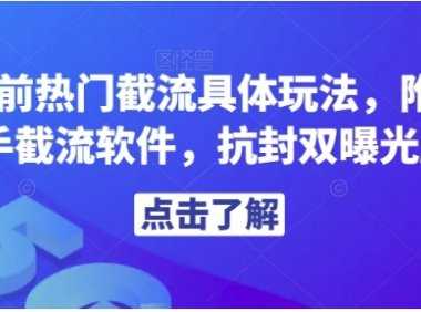 解析当前热门截流具体玩法，附赠全新快手截流软件，抗封双曝光脚本【揭秘】