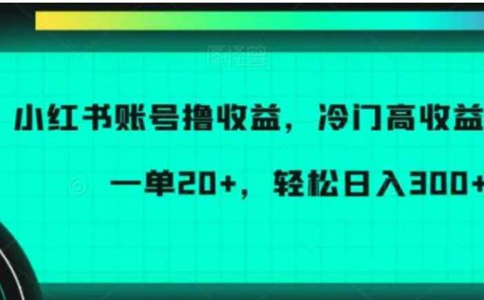 小红书账号撸收益，冷门高收益项目，一单20+，轻松日入300+