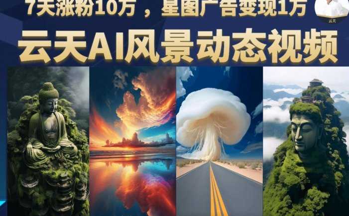 云天AI风景动图视频制作，7天涨粉10万，星图广告变现1万