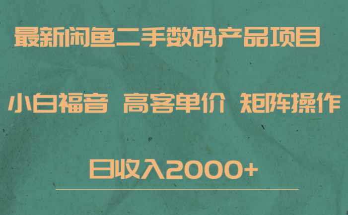 最新闲鱼二手数码赛道，小白福音，高客单价，矩阵操作，日收入2000+